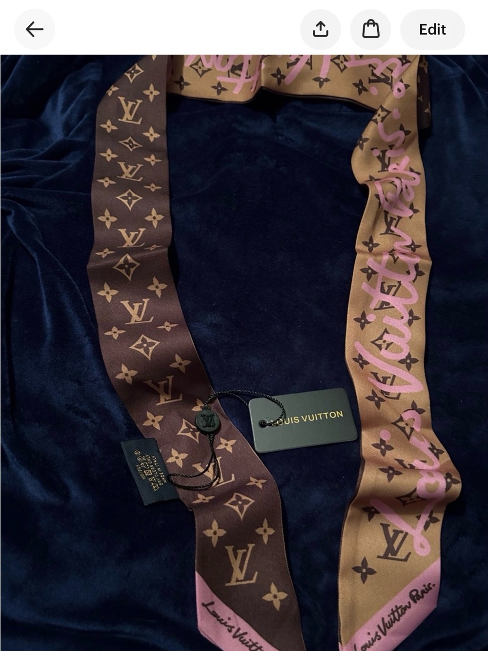 Brown & Pink Monogram 100% Silk Bandeau Scarf Gorgeous reserved for @carolgreve3